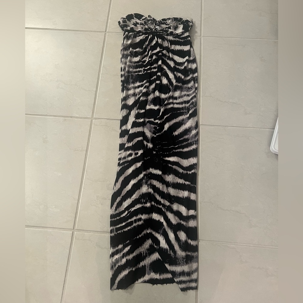 T-Bags LA Strapless Zebra Print Maxi Dress